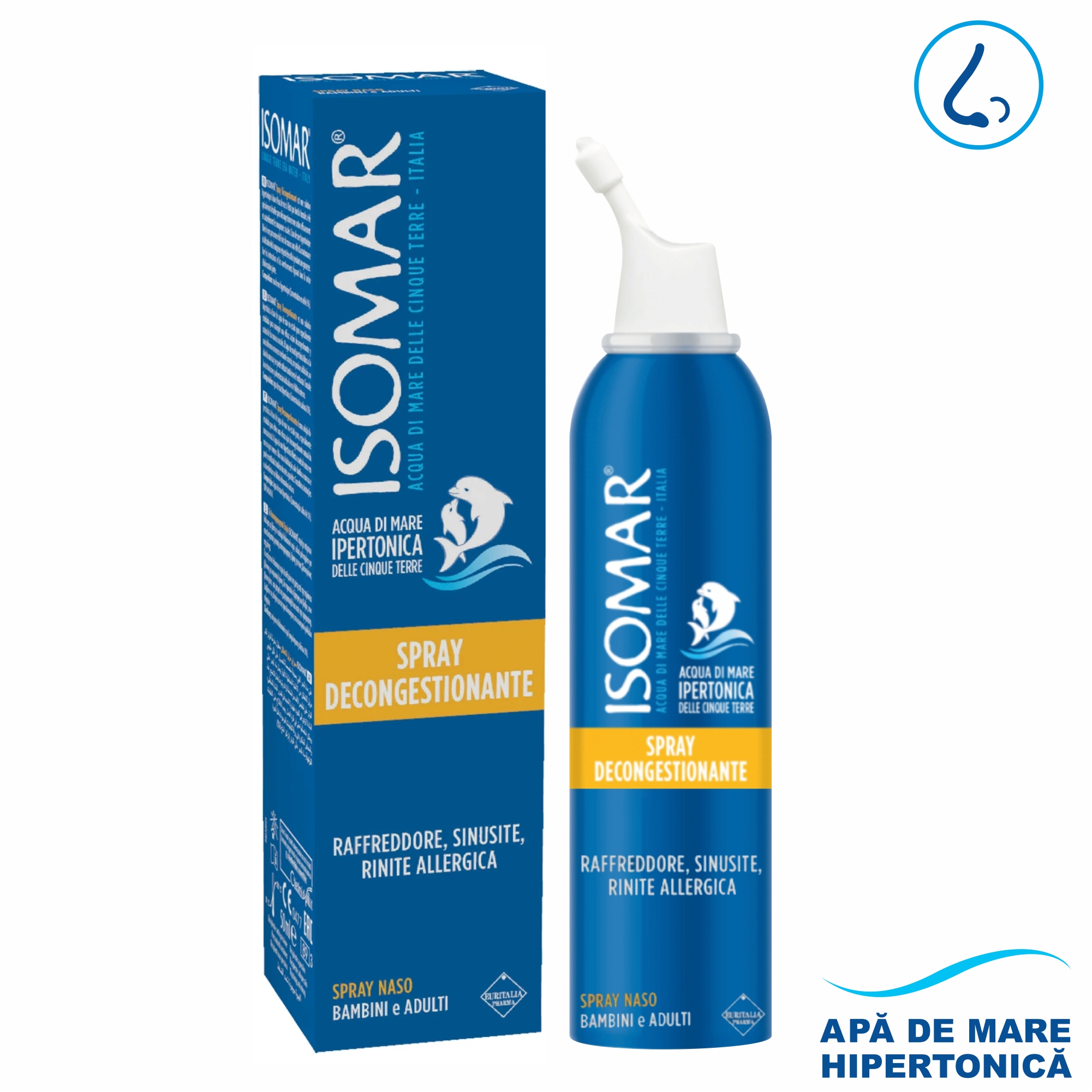 Spray nazal decongestionant cu apa de mare hipertonica, 50 ml, Isomar