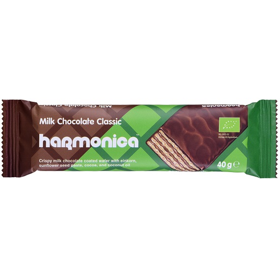 Napolitana classic Bio invelita in ciocolata, 40 g, Harmonica