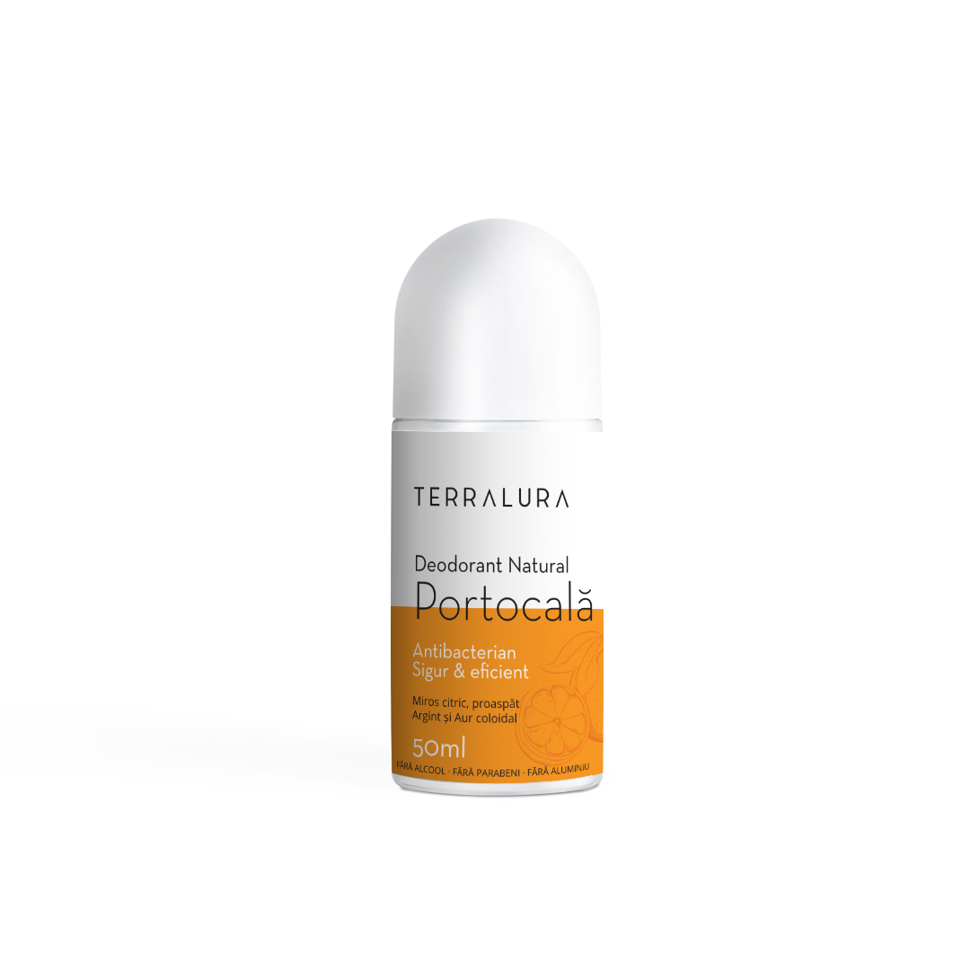 Deodorant Natural Roll-on cu aroma de portocala, 50 ml, Terralura