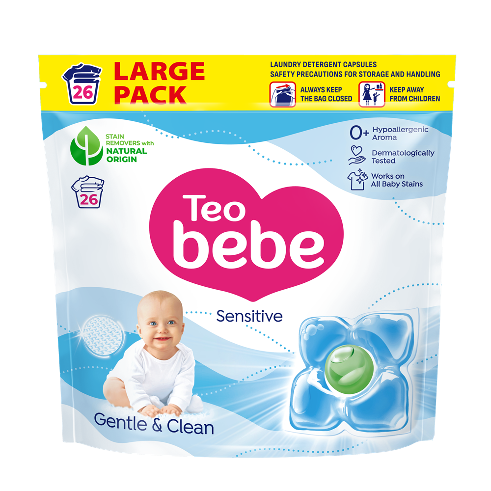 Detergent capsule pentru rufe Gentle & Clean Sensitive, 26 capsule, Teo Bebe