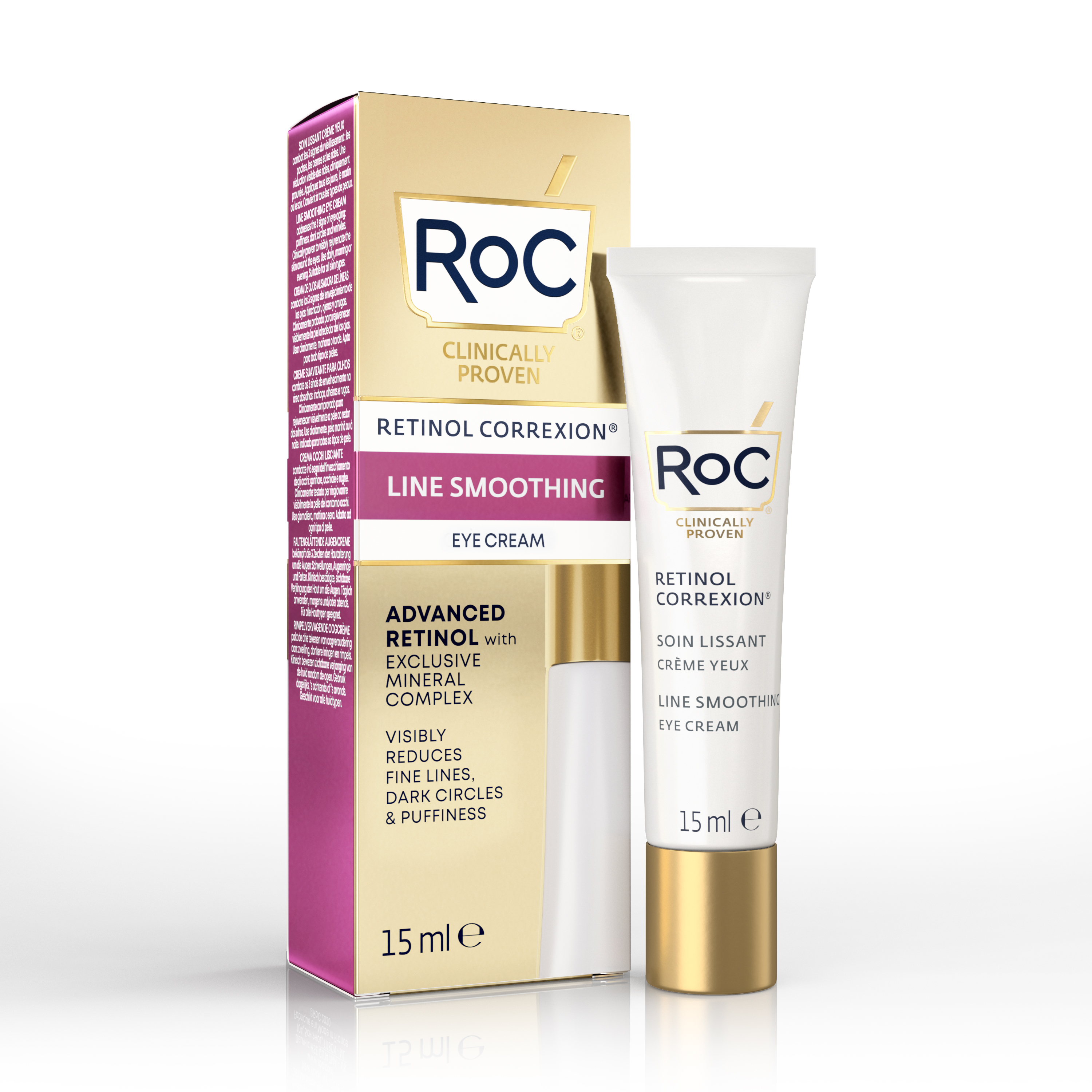 Crema hidratanta pentru ochi cu complex mineral Retinol Correxion Line Smoothing, 15 ml, ROC
