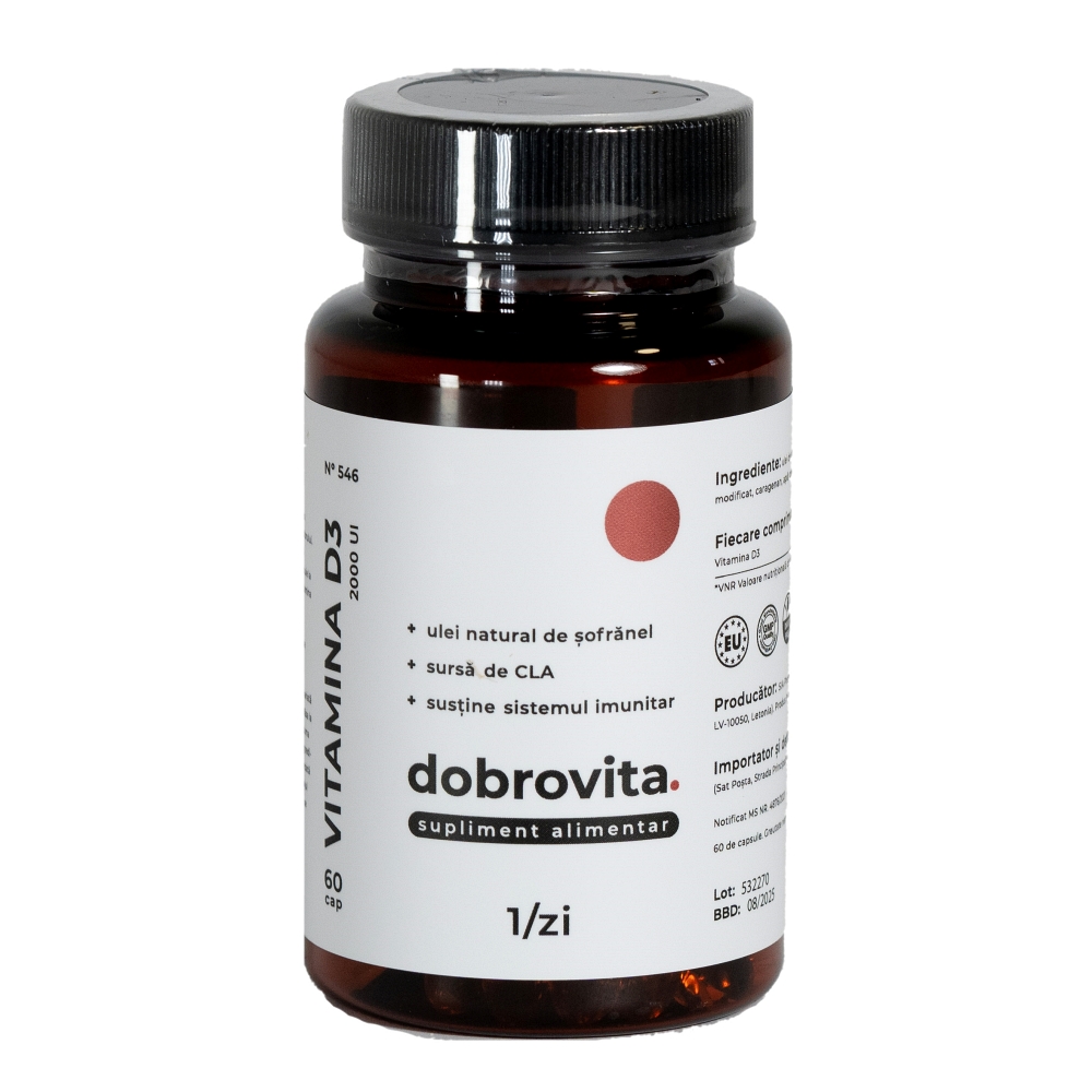 Vitamina D3 2000 UI, 60 capsule, Dobrovita