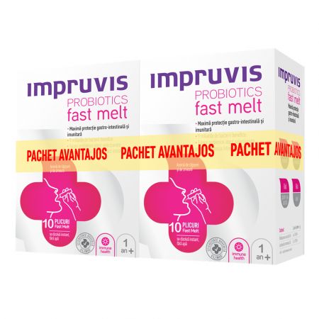 Impruvis pachet Probiotics Fast Melt, 1 an+, 10 + 10 plicuri, Pharma Brands