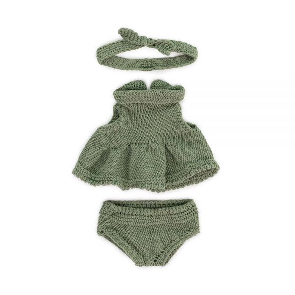 Set imbracaminte cu rochita pentru papusa fetita 21 cm, Miniland