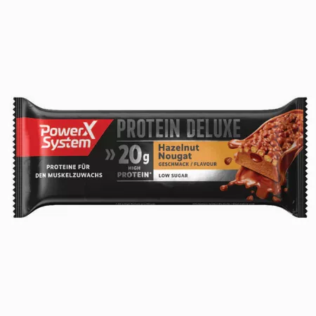 Baton proteic cu alune si nouga Protein Deluxe, 55 g, PowerX System