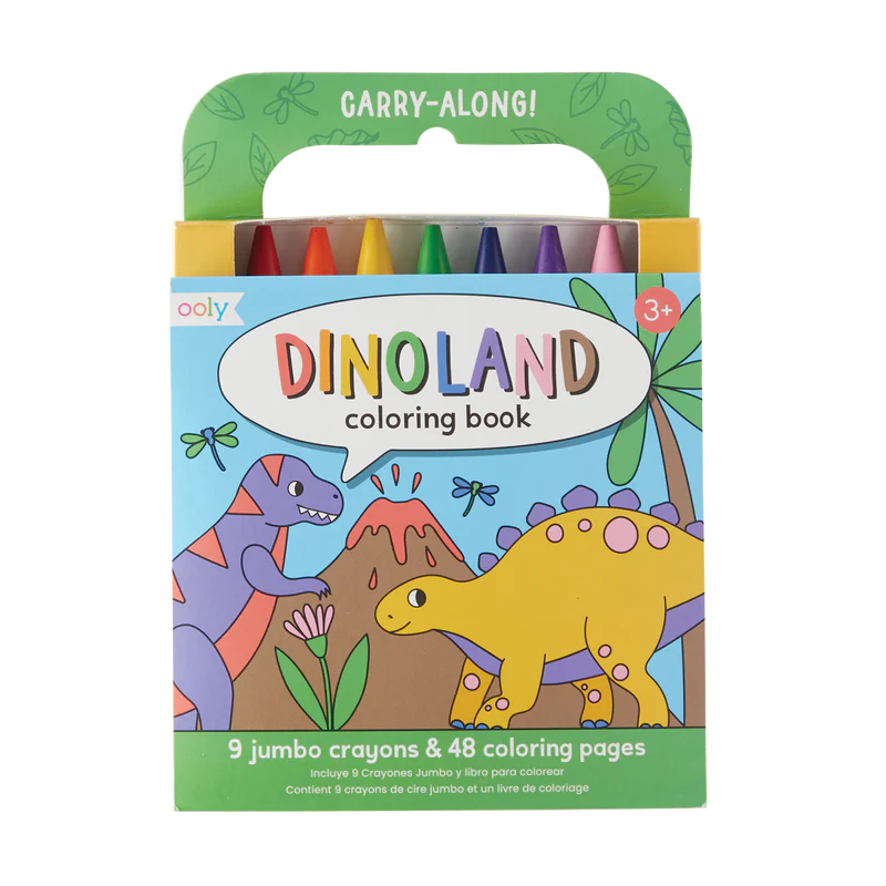 Set carte de colorat si creioane colorate, 3 ani+, Dinoland, Ooly