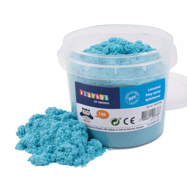Nisip kinetic Play Sand, 3 ani+, Albastru deschis, 1kg, Playbox