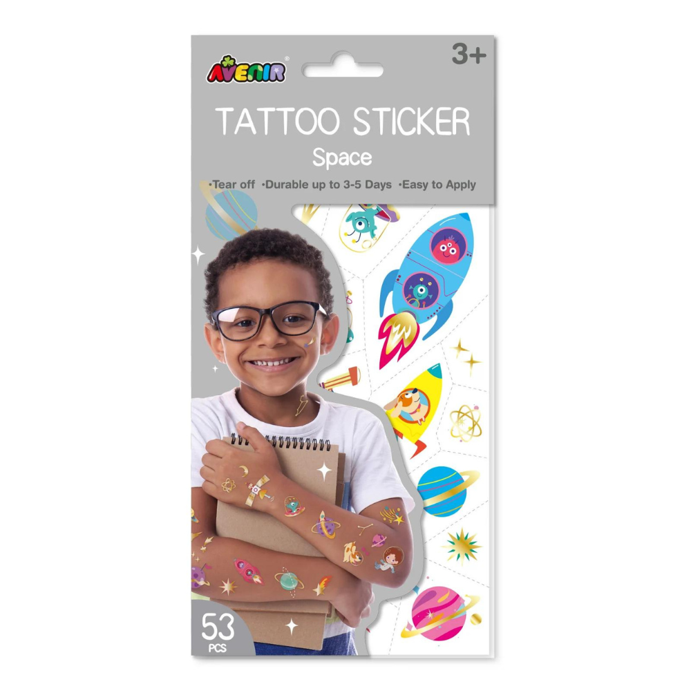 Tatuaje pentru copii cu imprimeuri Spatiale, 3 ani+, Avenir