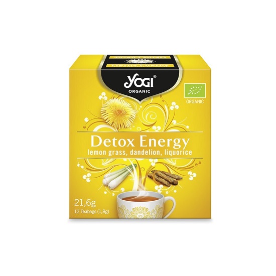 Ceai eco Detoxifian cu Lemongrass, Papadie si Lemn Dulce, 12 plicuri, Yogi Tea