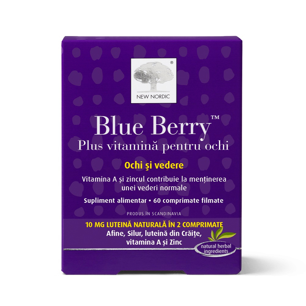 Blue Berry plus vitamina pentru ochi, 60 comprimate, New Nordic
