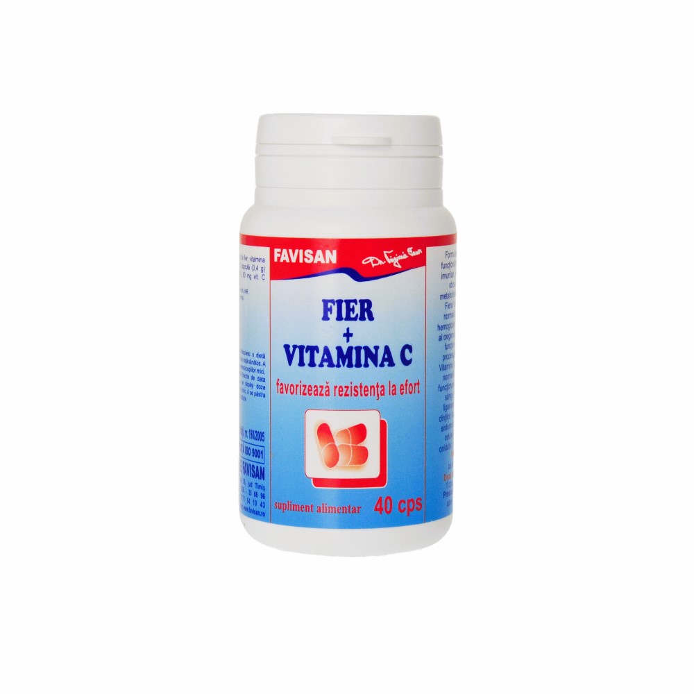 Fier + Vitamina C, 40 capsule, Favisan