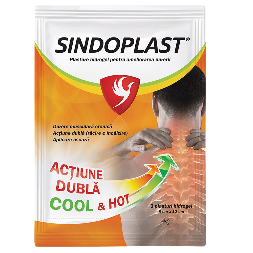 Plasturi cu hidrogel pentru ameliorarea durerii Sindoplast, 3 bucati, Fiterman Pharma