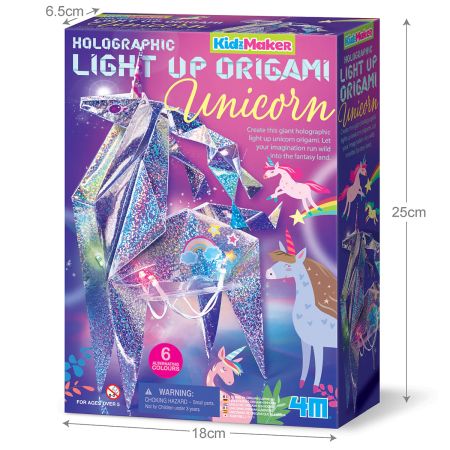 Set Creativ Origami holografic Unicorn cu iluminare, 4M
