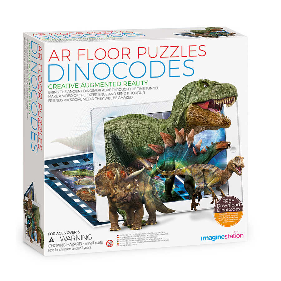 Puzzle de podea cu Realitate Augumentata AR, Dinozauri, 4M