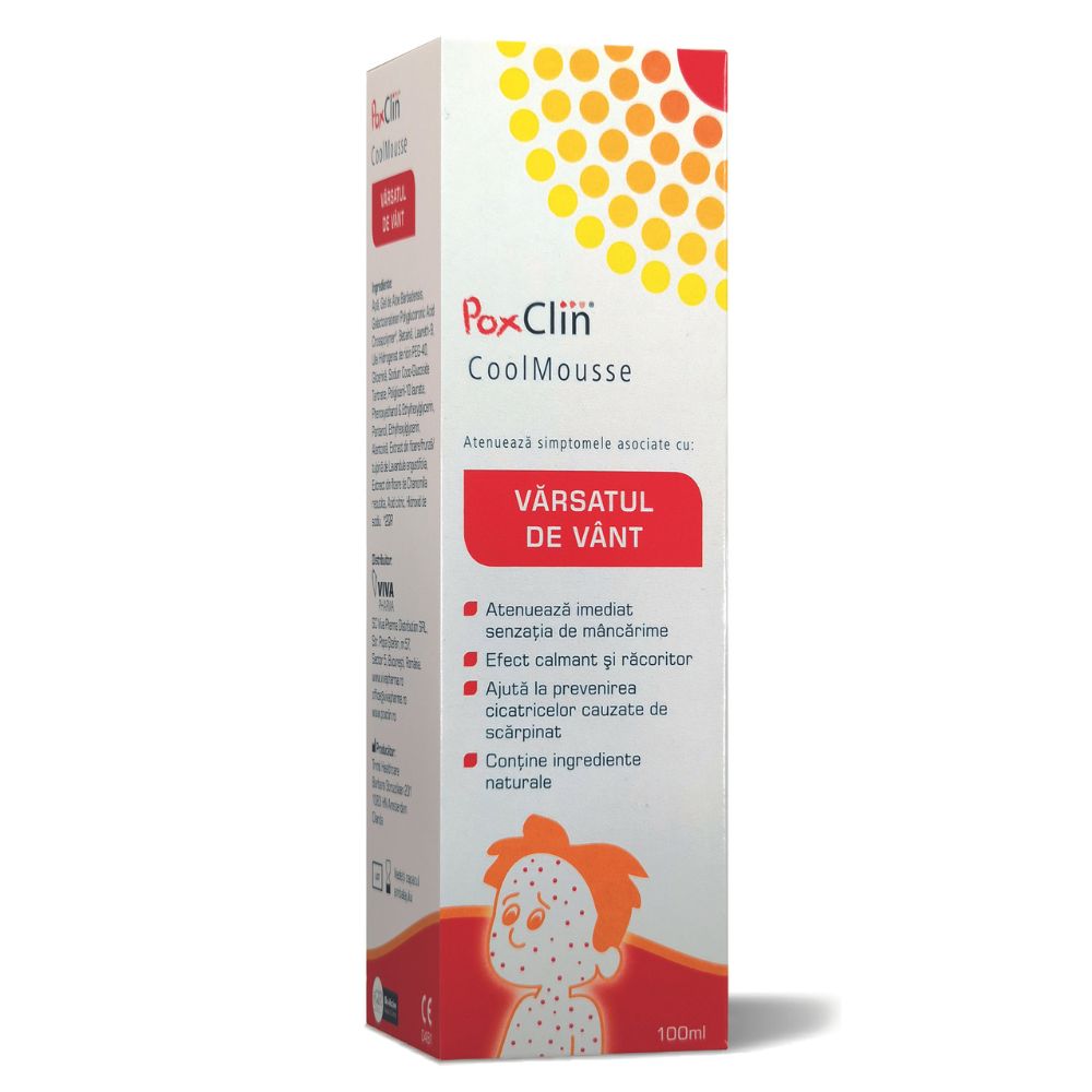 PoxClin spuma racoritoare pentru copiii cu varsat de vant, 100 ml, Vitalia Pharma