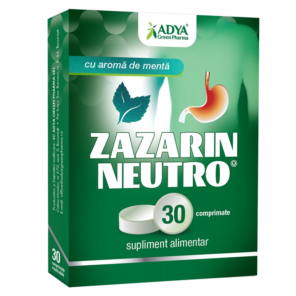 Zazarin Neutro Menta, 30 comprimate, Adya Green Pharma