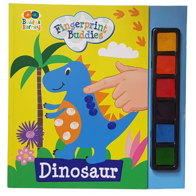 Carticica de colorat si pictat cu degetul, 3 ani+, Dinozaur, Buddy & Barney