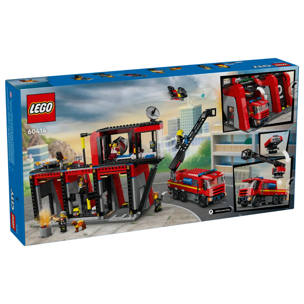 Statie si camion de pompieri, +6 ani, 60414, Lego City