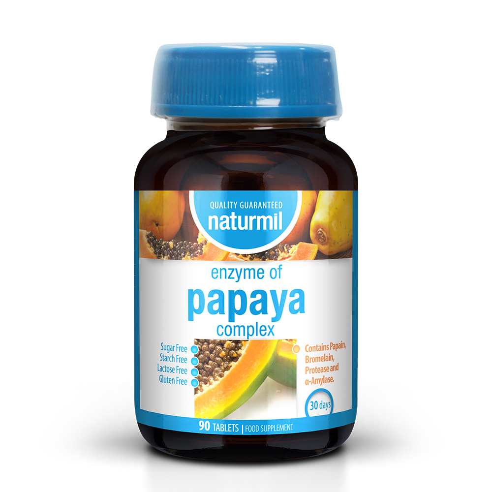Enzymes Papaya Complex, 90 tablete, Naturmil