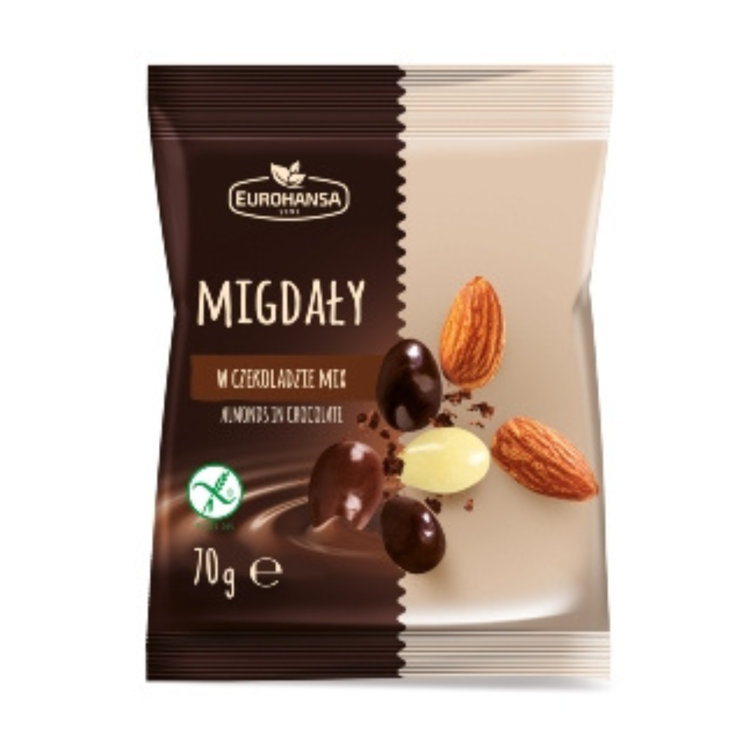 Migdale in mix de ciocolata, 70 g, Eurohansa
