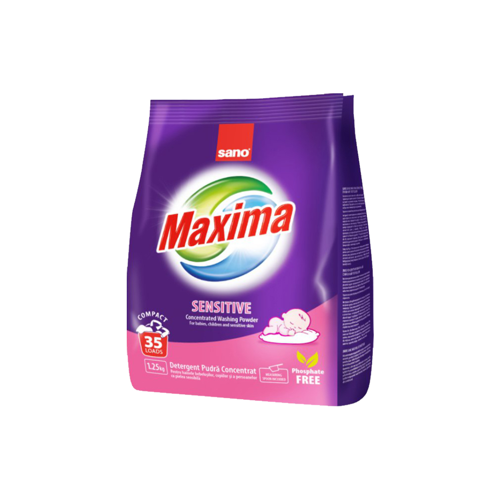 Detergent automat pudra Maxima, 1.25 kg, Sensitive, Sano