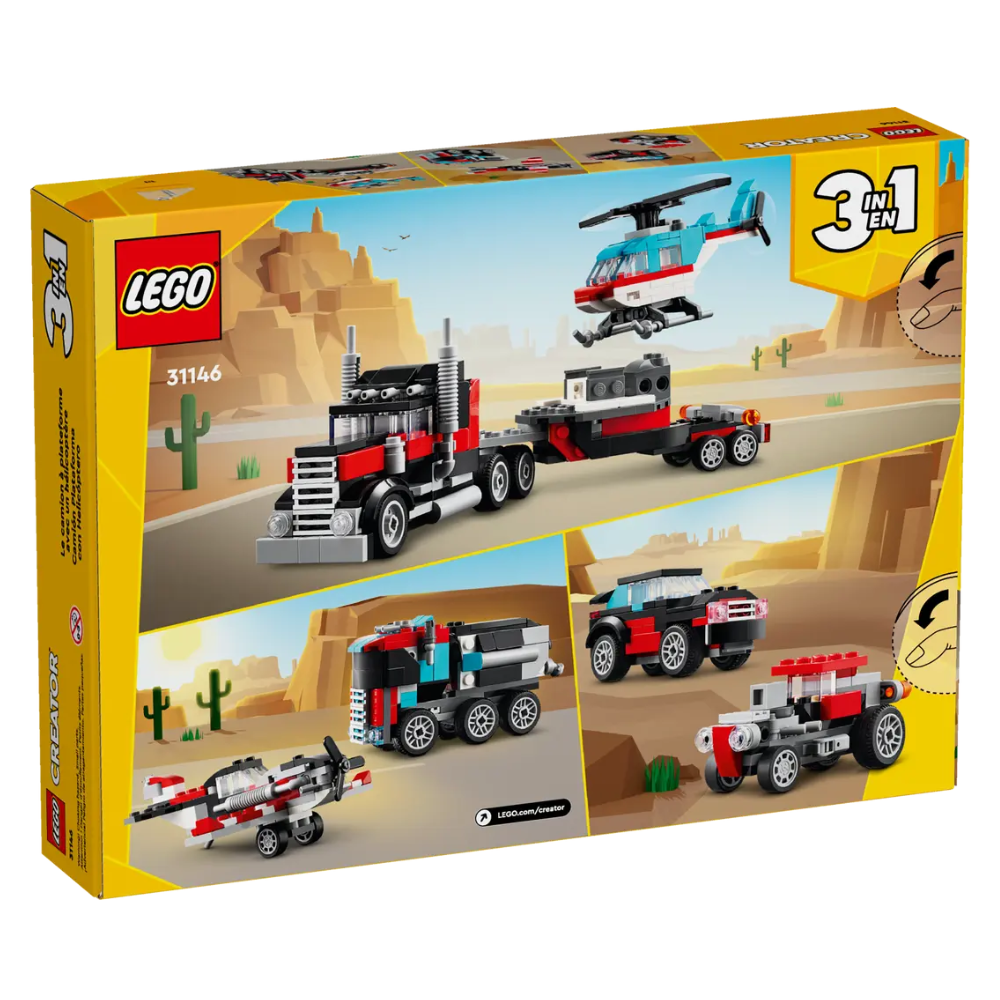 Camioneta-platforma cu elicopter, +7 ani, 31146, Lego Creator 3in1