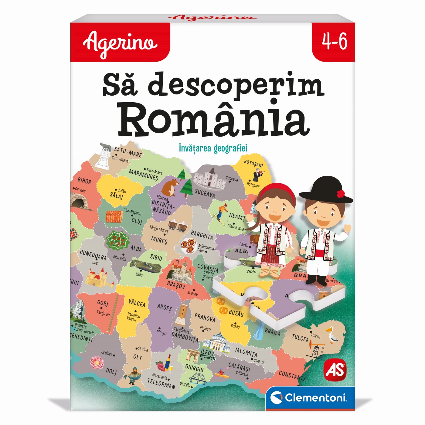 Joc educativ Sa descoperim Romania Agerino, 4 ani+, Clementoni