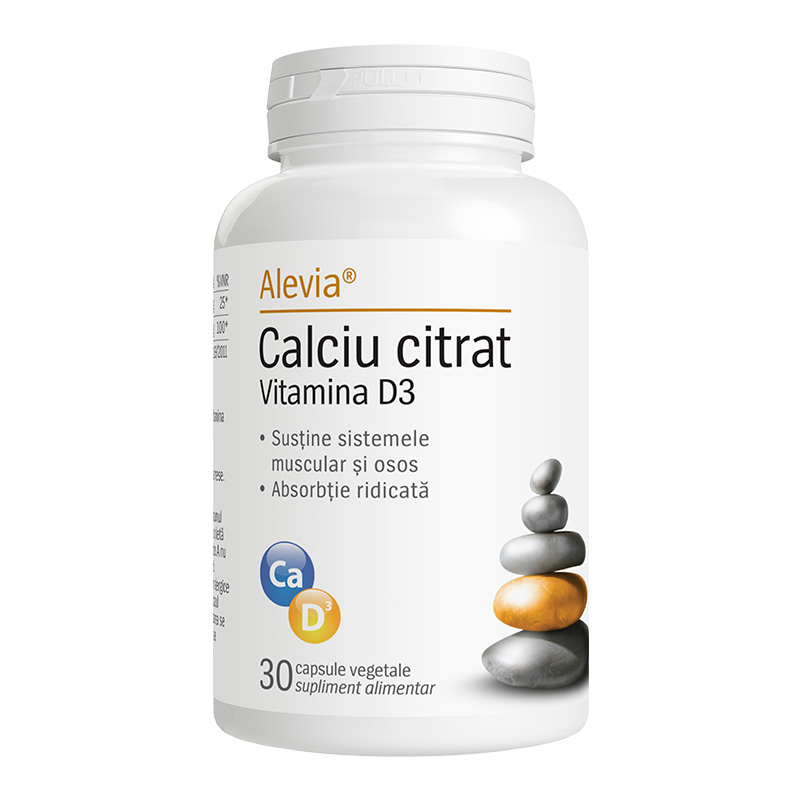 Calciu citrat cu vitamina D3, 30 capsule, Alevia