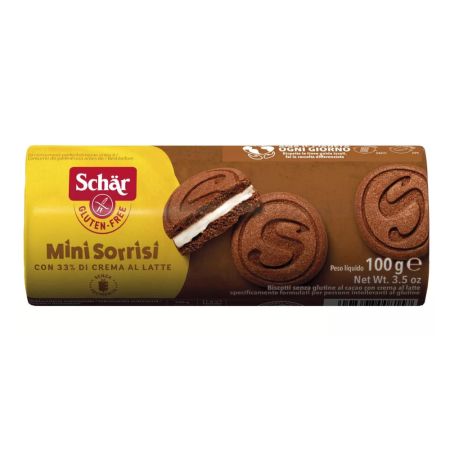 Biscuiti cu crema de lapte si cacao fara gluten Mini Sorrisi, 100 g, Schar