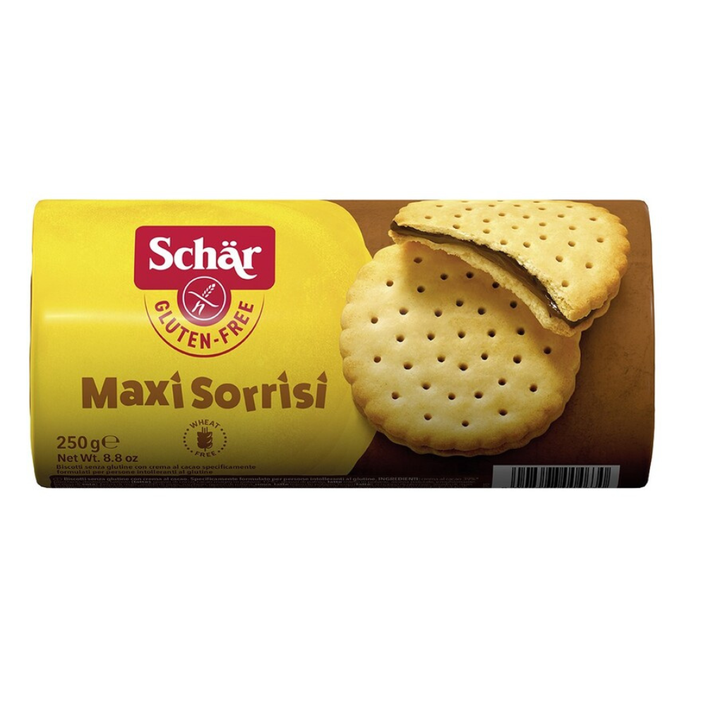 Biscuiti cu crema de cacao fara gluten Maxi Sorrisi, 250 g, Schar