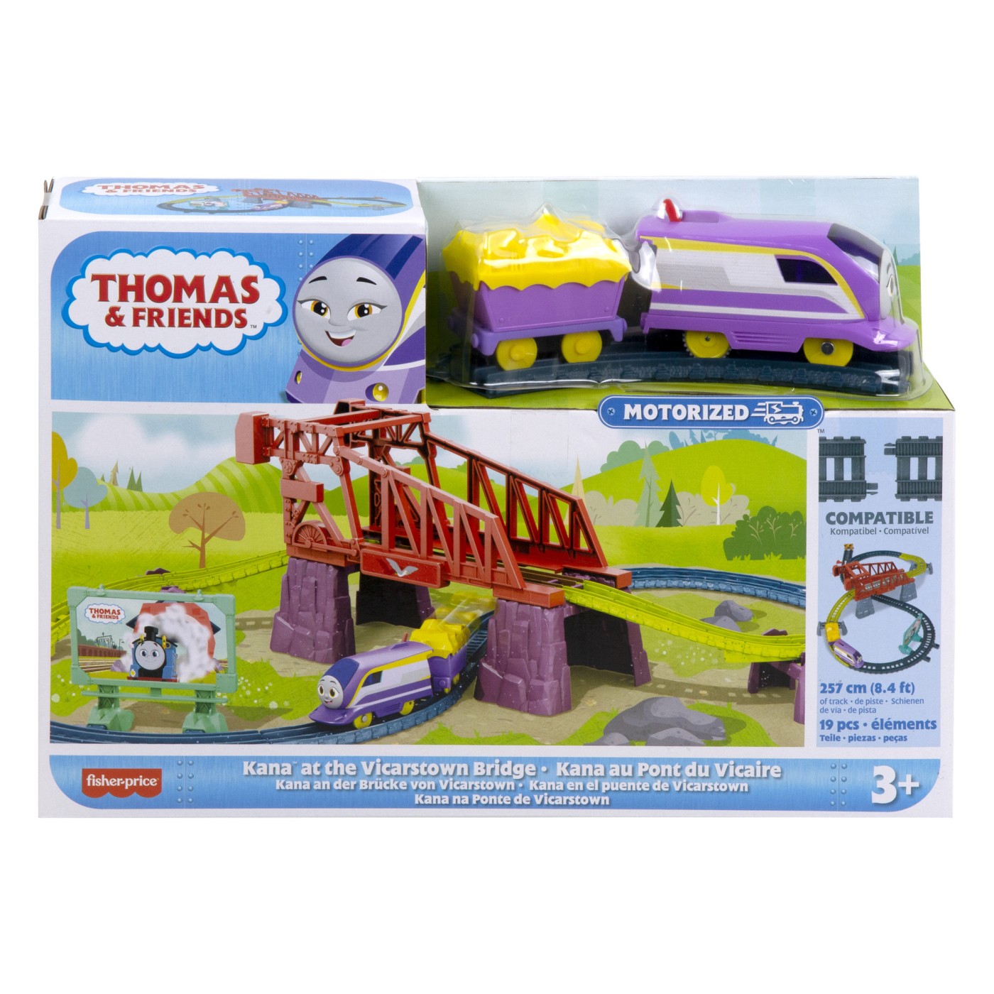 Set de joaca cu locomotiva Kana motorizata si accesorii, Thomas and Friends