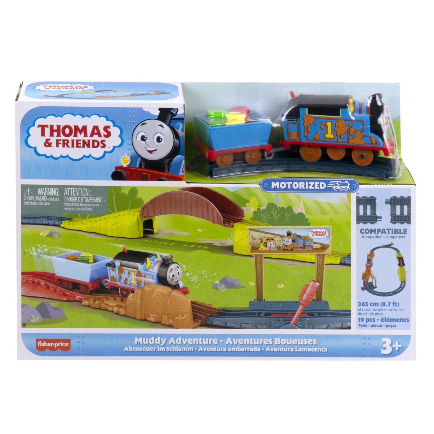Set de joaca cu locomotiva Muddy motorizata si accesorii, Thomas and Friends