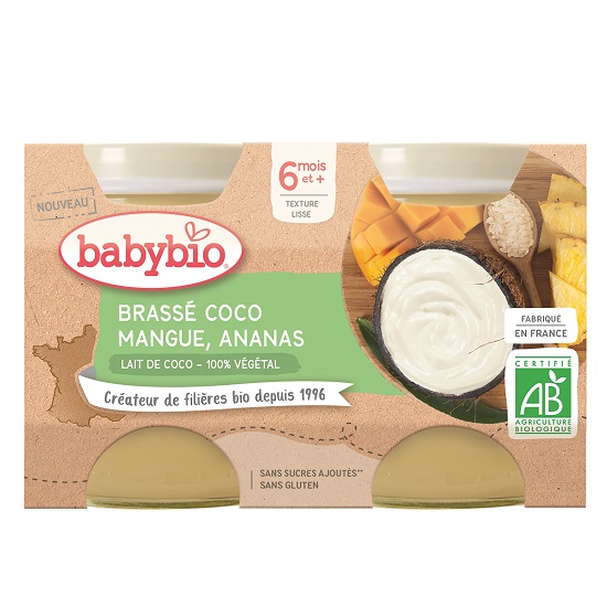 Crema de cocos cu mango si ananas, 2x130 gr, BabyBio