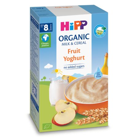 Lapte si cereale cu fructe si iaurt, 6 luni +, 250 g, Hipp