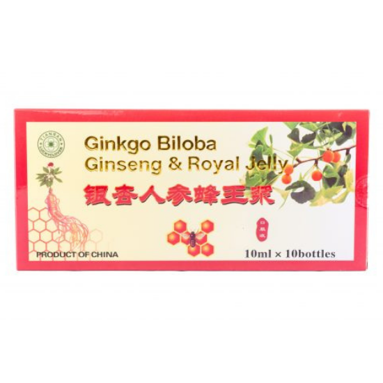 Ginkgo Biloba, Ginseng si Royal Jelly, 10 fiole x 10 ml, Sanye