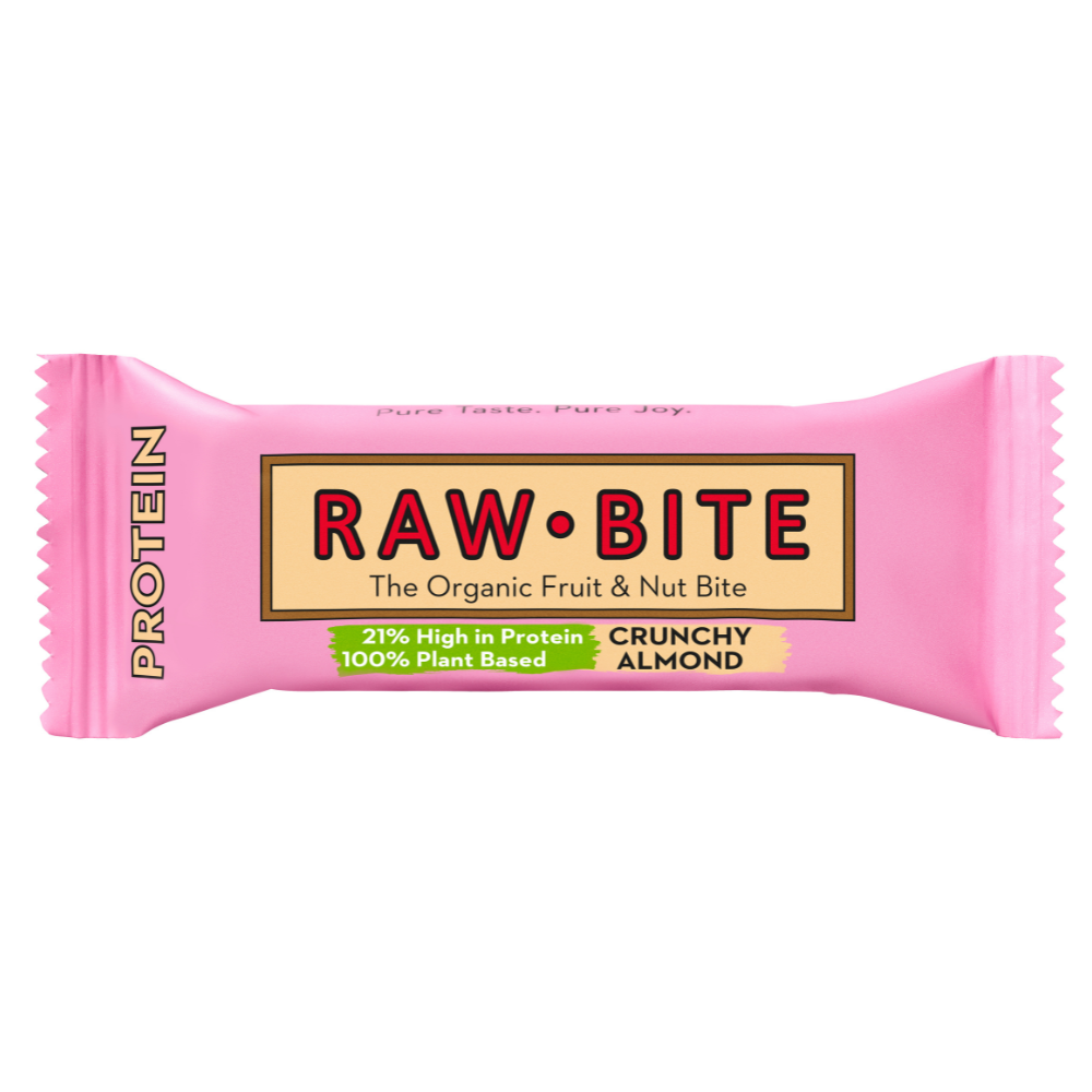 Baton Bio proteic Cruncy Almond, 45 g, Rawbite