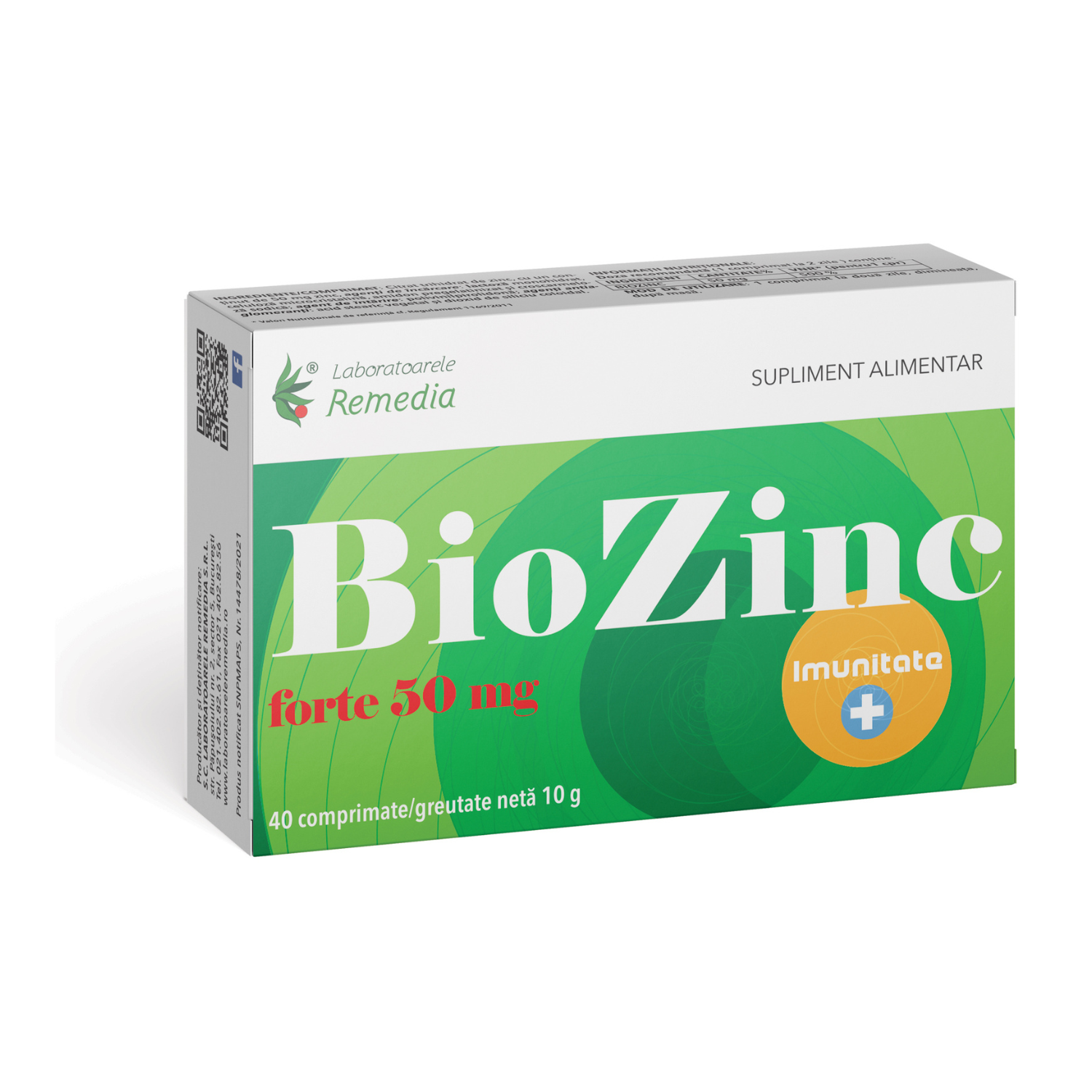 Biozinc Forte 50 mg, 40 comprimate, Remedia
