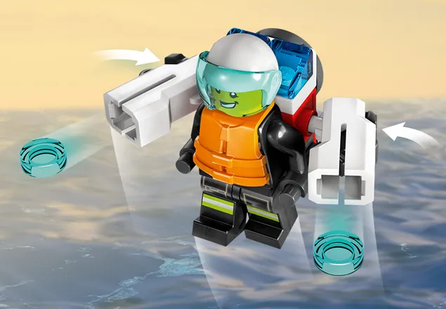Barca de salvare a pompierilor, +5 ani, 60373, Lego City