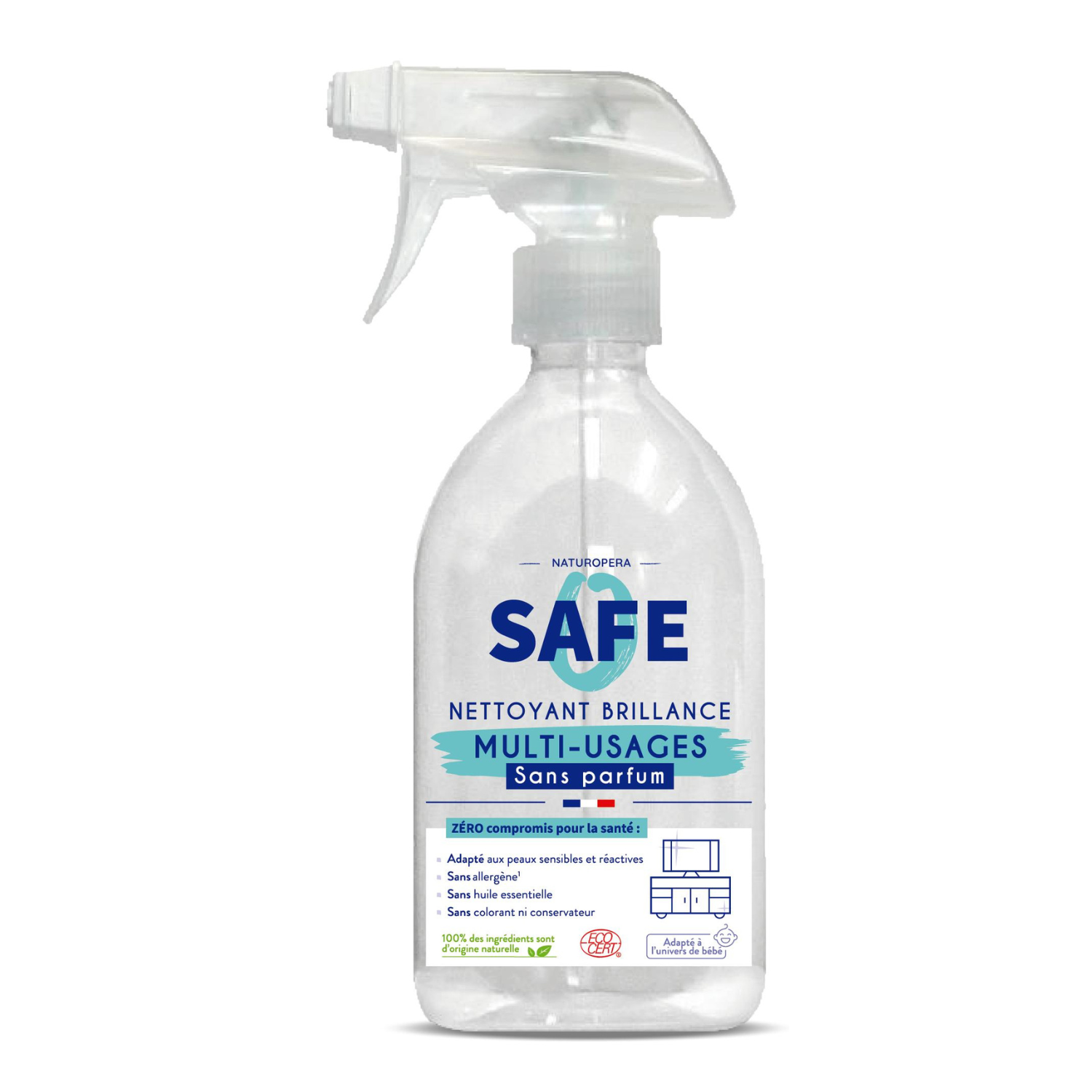 Detergent Bio Multisuprafete fara parfum, 500 ml, Safe