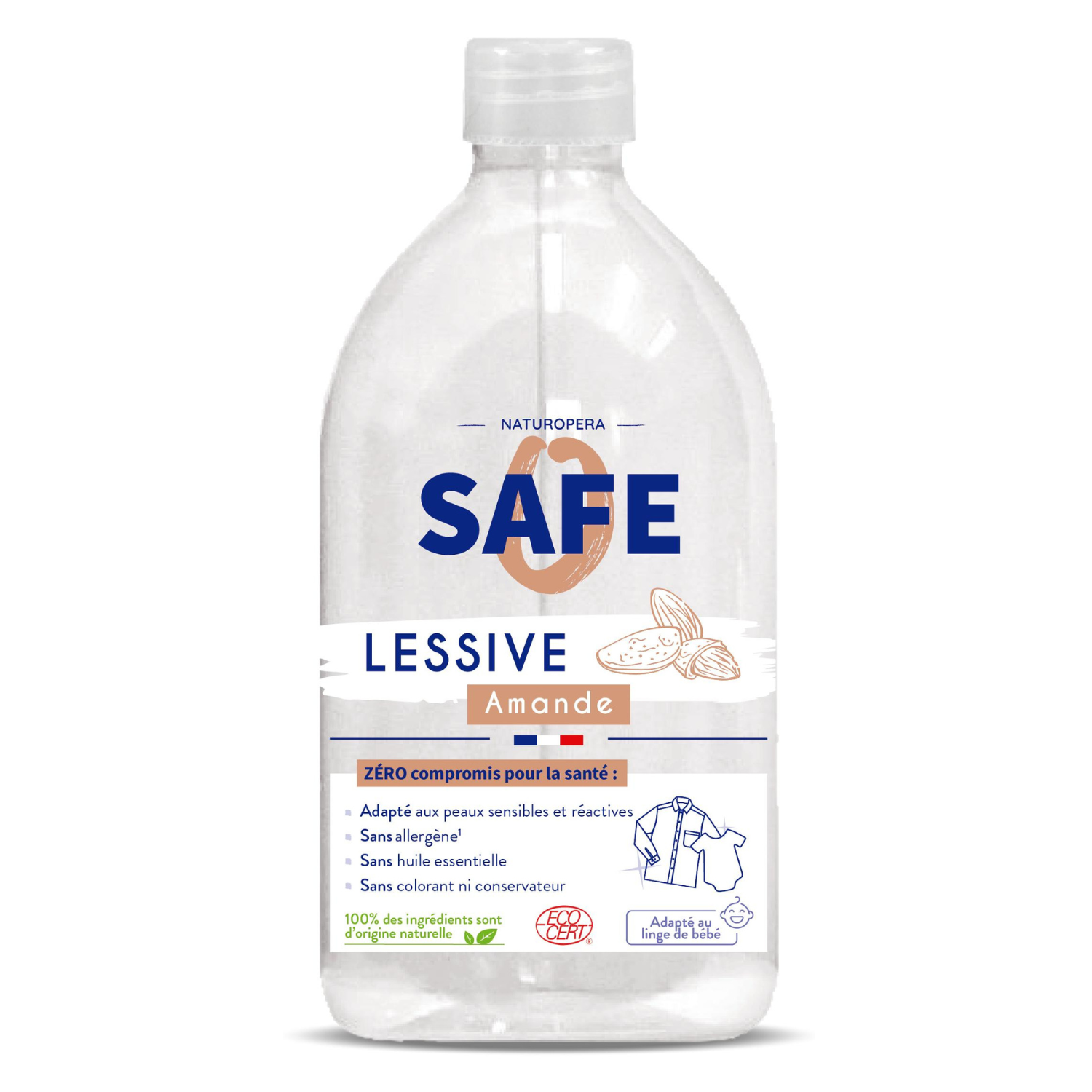 Detergent Bio pentru rufe cu parfum de migdale, 1 L, Safe