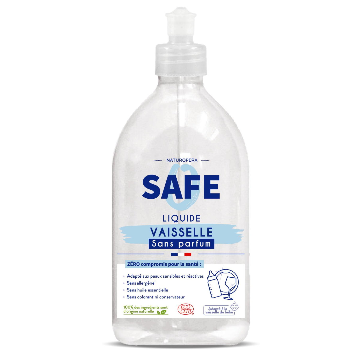 Detergent Bio pentru vase fara parfum, 500 ml, Safe