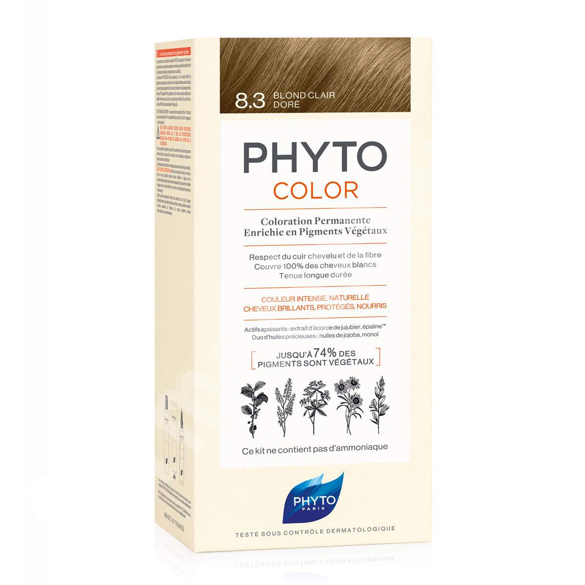 Vopsea permanenta pentru par Phytocolor, Nuanta 8.3 Light Golden Blonde, 50 ml, Phyto
