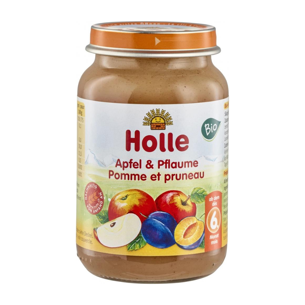 Piure Eco din mere si prune, +6 luni, 190 g, Holle Baby Food