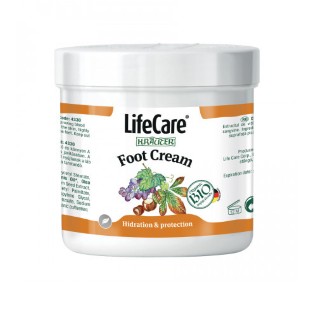 Crema pentru picioare cu vita de vie si plante Bio, 250 ml, LifeCare