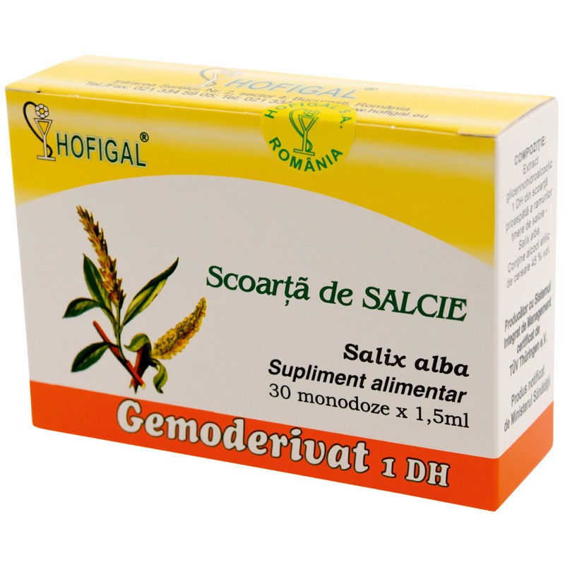 Scoarta de salcie Gemoderivat, 30 monodoze X 1.5ml, Hofigal