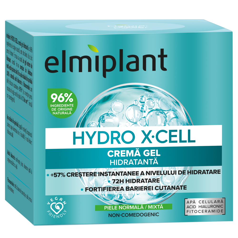 Crema gel hidratanta pentru fata si gat Hydro X-Cell, 50 ml, Elmiplant
