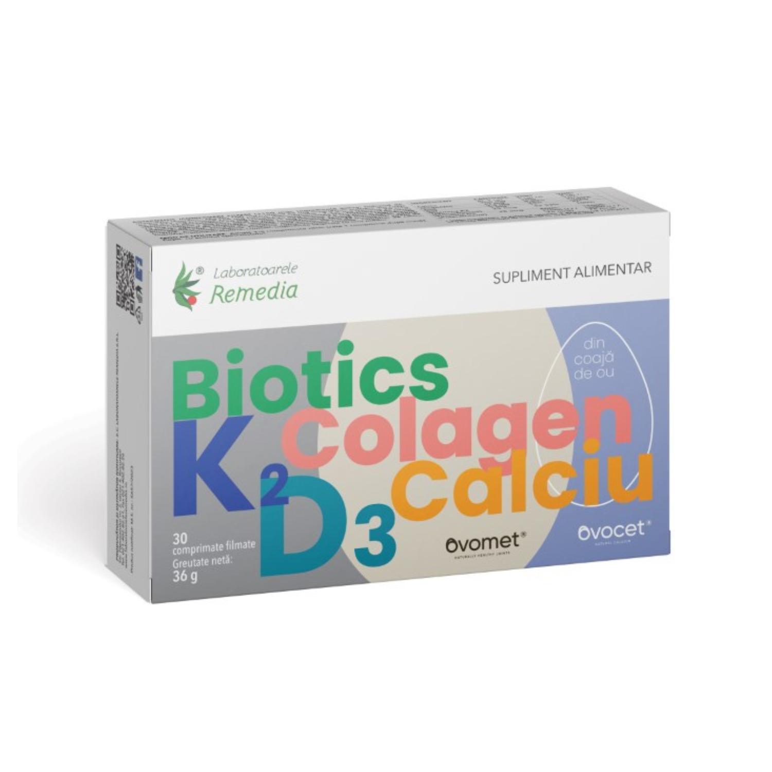 Biotics + K2 + D3 + Colagen +Calciu, 30 comprimate, Remedia