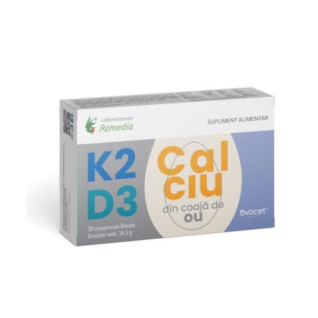 REMEDIA K2+ D3+ CALCIU (DIN COAJA DE OU) 30 CPR FILM