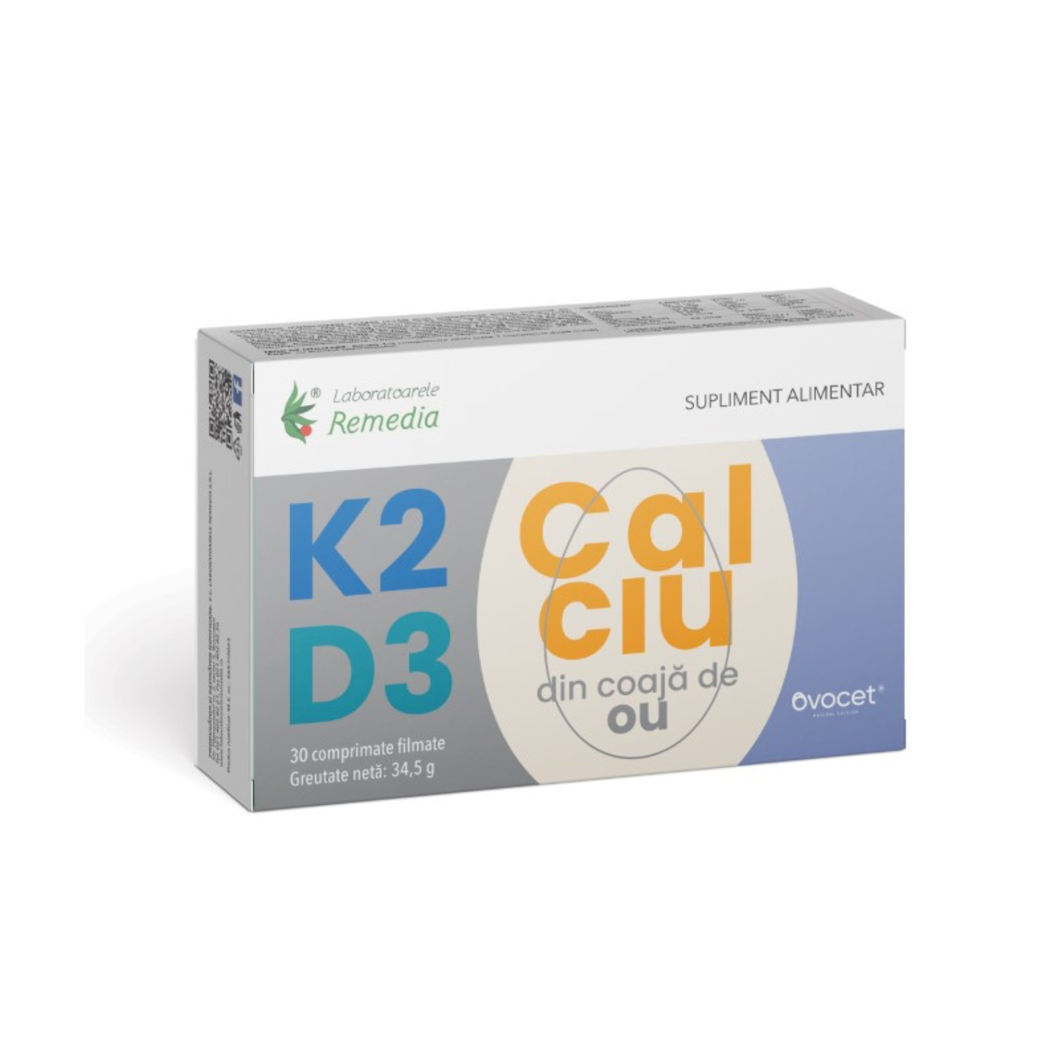 K2+ D3+ Calciu, 30 comprimate, Remedia