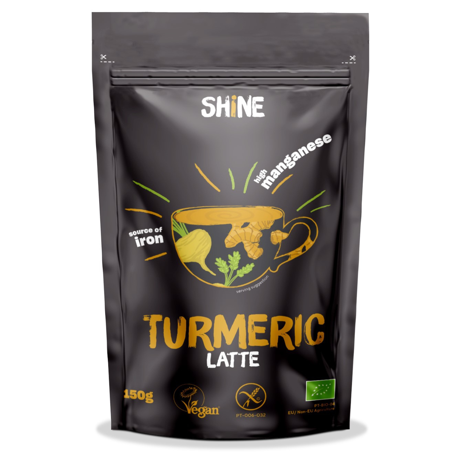 Pudra Bio pentru bautura energizanta Turmeric Latte, 150 g, Shine